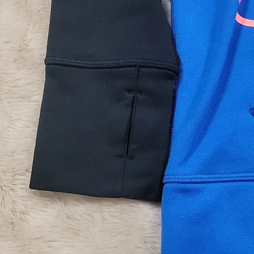 NIKE THERMA-FIT ROYAL BLUE AND BLACK HOODIE, SIZE MEDIUM